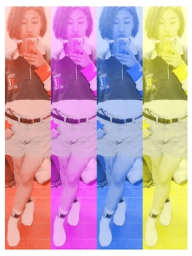 「アイテム（デニムパンツ、シルバー系）」を使った、Kana Meguroさん（レディース・161cm）の夏コーディネート