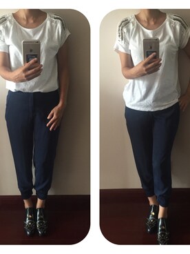 「HELMUT LANG（ヘルムートラング）のアイテム（その他パンツ）」を使った、nyfashion1さん（レディース・173cm）の秋コーディネート