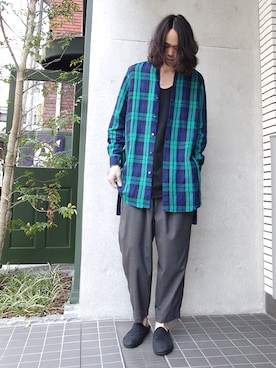 「チャックシャツ」｜オギさん（メンズ・180cm）の春コーディネート