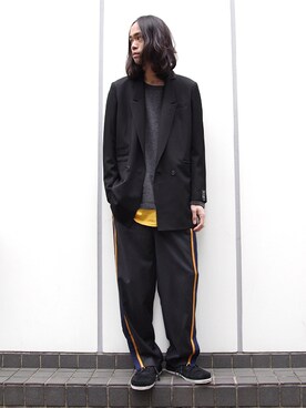 「SHAREEF（シャリーフ）のアイテム（テーラードジャケット）」を使った、オギさん（メンズ・180cm）の秋コーディネート