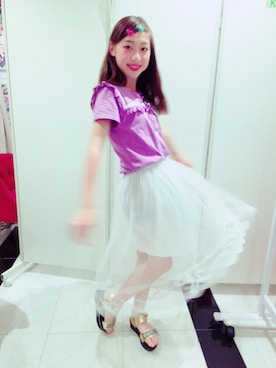 「Betty（ベティ）のアイテム（Tシャツ/カットソー、パープル系）」を使った、✰にいな☾さん（レディース・159cm）の夏コーディネート