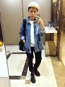 「Herschel Supply（ハーシェルサプライ）のアイテム（帽子）」を使った、KARIさん（メンズ・155cm）の夏コーディネート