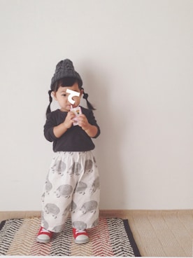 「Handmade（ハンドメイド）のアイテム（帽子）」を使った、teiccoさん（キッズ・80cm）の秋コーディネート