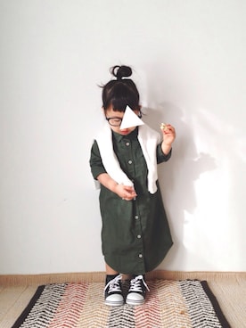 「アイテム（シャツワンピース）」を使った、teiccoさん（キッズ・90cm）の冬コーディネート