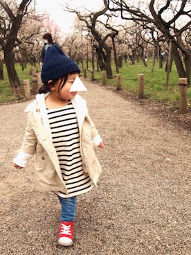 「Handmade（ハンドメイド）のアイテム（帽子）」を使った、teiccoさん（キッズ・90cm）の春コーディネート