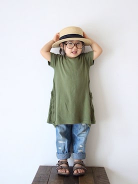 「A BOND（アボンド）のアイテム」を使った、teiccoさん（キッズ・90cm）の夏コーディネート