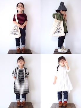 「BRANSHES（ブランシェス）のアイテム（パンツ）」を使った、teiccoさん（キッズ・90cm）の秋コーディネート