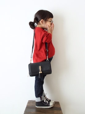 「BRANSHES（ブランシェス）のアイテム（デニムパンツ）」を使った、teiccoさん（キッズ・90cm）の秋コーディネート
