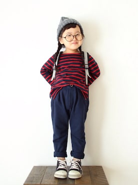 「Handmade（ハンドメイド）のアイテム（帽子）」を使った、teiccoさん（キッズ・90cm）の秋コーディネート