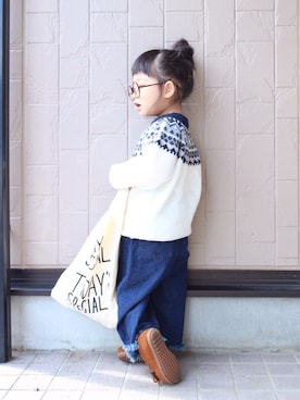「BRANSHES（ブランシェス）のアイテム（パンツ）」を使った、teiccoさん（キッズ・90cm）の秋コーディネート