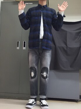 「TOPMAN（トップマン）のアイテム（ニット/セーター）」を使った、TAISEIさん（メンズ・175cm）の冬コーディネート