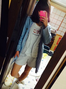 「アイテム（テーラードジャケット、シルバー系）」を使った、ゆみこさん（レディース・167cm）の春コーディネート