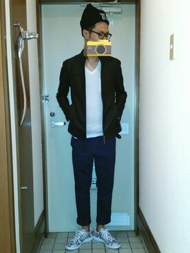 「ハイク」｜「アイテム（ライダースジャケット）」を使った、ノディーさん（メンズ・174cm）の秋コーディネート