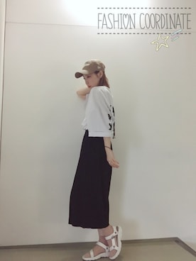 「MYne（マイン）のアイテム（キャップ）」を使った、Tomoxxxeさん（レディース・156cm）の夏コーディネート