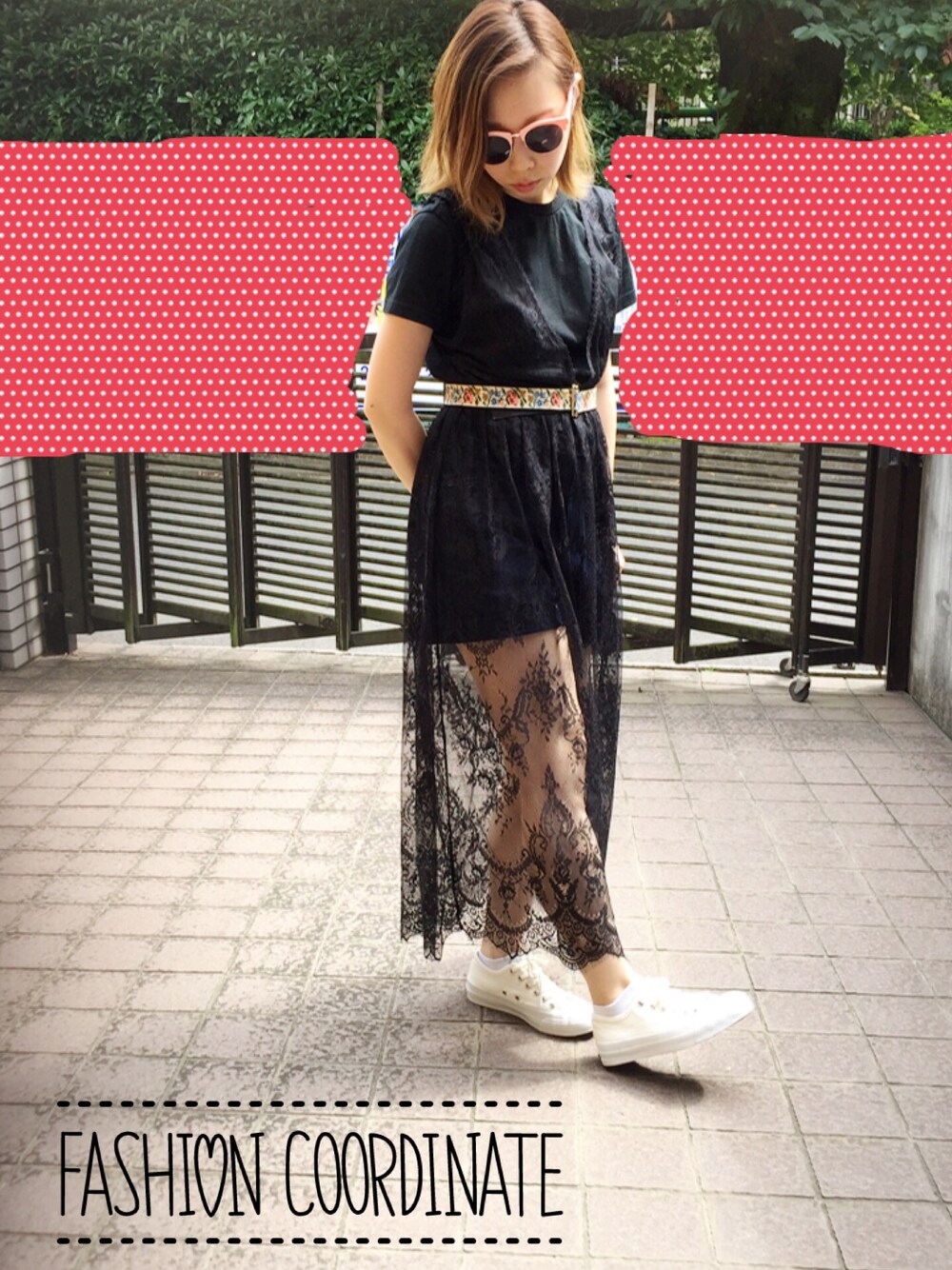 「オトナカジュアル、夏、レース、スニーカー、LHP、ショートパンツ、サングラス」｜「WEGOのWEGO/ハイウエストロールアップショーツ（デニムパンツ、ブルー系）」を使った、Tomoxxxeさん（レディース・156cm）の夏コーディネートの1枚目の写真