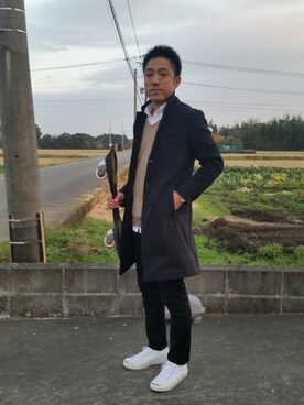 「ニットチェスターコート」｜shingiさん（メンズ・169cm）の冬コーディネート
