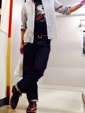 「CHROME HEARTS（クロムハーツ）のM&M×ウルフズヘッドウォレット
クロムハーツウォレットチェーン（リング、ブラック系）」を使った、hidetoasaiさん（メンズ・172cm）の秋コーディネート