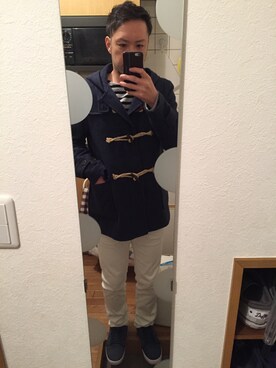 「COMME CA ISM（コムサイズム）のアイテム（ダッフルコート）」を使った、Rickyさん（メンズ・168cm）の冬コーディネート