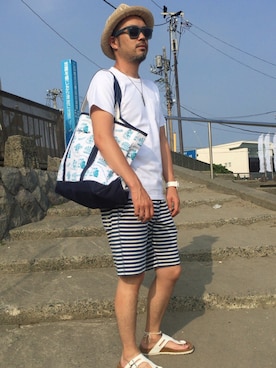 「flake（フレーク）のアイテム」を使った、Rickyさん（メンズ・168cm）の夏コーディネート