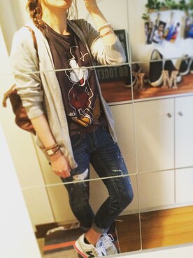 「ミッキーT」｜「アイテム（その他アウター）」を使った、minaminさん（レディース・162cm）の春コーディネート