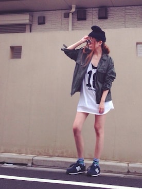 「Abercrombie&Fitch（アバークロンビーアンドフィッチ）のアイテム（タンクトップ）」を使った、CHIHOさん（レディース・161cm）の夏コーディネート