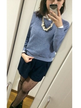 「シャツ×スウェット」｜「アイテム（アクセサリー）」を使った、Mizuki さん（レディース・163cm）の春コーディネート