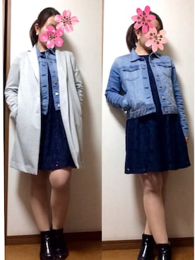 「春ワンピ」｜「アイテム（デニムジャケット）」を使った、Mizuki さん（レディース・163cm）の春コーディネート