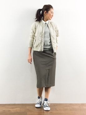 「Te chichi（テチチ）のアイテム（MA-1）」を使った、m.yさん（レディース・165cm）の春コーディネート