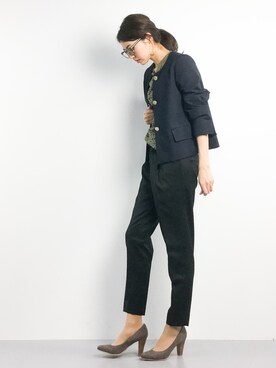 「IENA（イエナ）のアイテム（ノーカラージャケット）」を使った、m.yさん（レディース・165cm）の春コーディネート