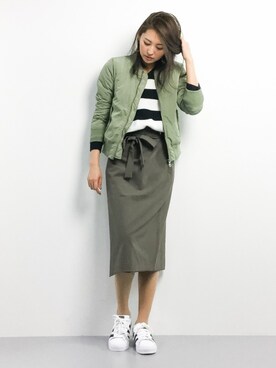 「Te chichi（テチチ）のアイテム（MA-1）」を使った、m.yさん（レディース・165cm）の春コーディネート