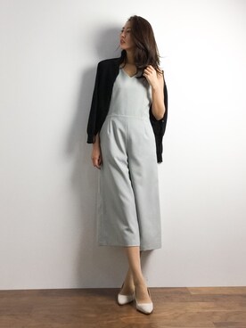 「アイテム（つなぎ/オールインワン、グレー系）」を使った、m.yさん（レディース・165cm）の春コーディネート