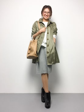 「MACKINTOSH PHILOSOPHY（ﾏｯｷﾝﾄｯｼｭ ﾌｨﾛｿﾌｨｰ）のアイテム（ステンカラーコート）」を使った、m.yさん（レディース・165cm）の春コーディネート