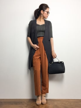「リブ　」｜「アイテム（その他アウター）」を使った、m.yさん（レディース・165cm）の春コーディネート