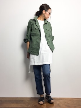 「DRWCYS（ドロシーズ）のアイテム（ミリタリージャケット）」を使った、m.yさん（レディース・165cm）の春コーディネート