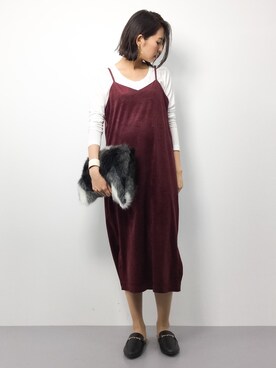 「coca（coca）（コカ）のアイテム（クラッチバッグ）」を使った、m.yさん（レディース・165cm）の秋コーディネート