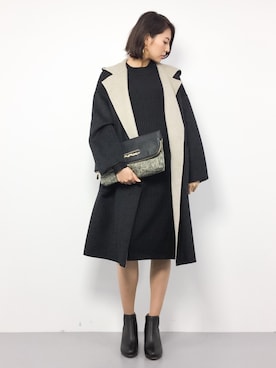 「ADAM ET ROPE'（アダムエロペ）のアイテム（チェスターコート）」を使った、m.yさん（レディース・165cm）の秋コーディネート