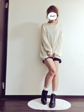 「LOWRYS FARM（ローリーズファーム）の○●mikoa LOWRYS FARM●○Wリボンポニー　565008（ヘアゴム、ホワイト系）」を使った、RINさん（レディース・162cm）の秋コーディネート