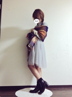 「no brand（ノーブランド）のアイテム（マフラー、その他）」を使った、RINさん（レディース・162cm）の秋コーディネート