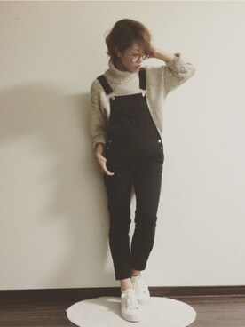 「GU（ジーユー）の（GU）ファッショングラスＩ１（ファッション雑貨、ブラウン系）」を使った、RINさん（レディース・162cm）の秋コーディネート