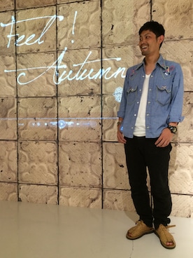 「Bou Jeloud（ブージュルード）のアイテム（その他）」を使った、NITAさん（メンズ・166cm）の夏コーディネート