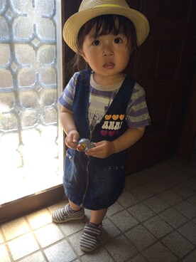 「ANAP（アナップ）のアイテム（サロペット/オーバーオール）」を使った、tokoさん（キッズ・80cm）の春コーディネート