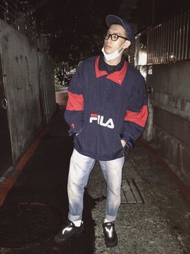 「FILA（フィラ）のアイテム（ダウンジャケット/コート）」を使った、Daniel Huangさん（メンズ・178cm）の秋コーディネート