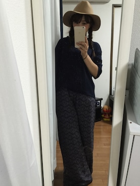 「ツバ広」｜むちむちくんのママさん（レディース・155cm）の秋コーディネート