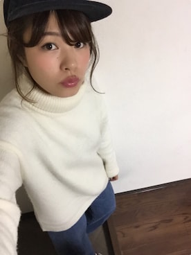 「ゆるずる」｜「アイテム（帽子）」を使った、むちむちくんのママさん（レディース・155cm）の冬コーディネート