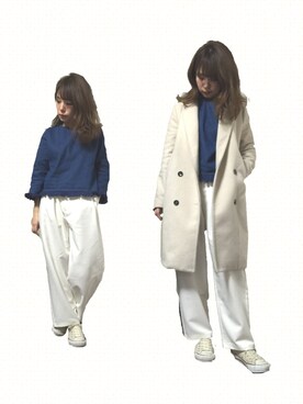 「アイテム（チェスターコート）」を使った、むちむちくんのママさん（レディース・154cm・20代）の冬コーディネート