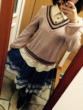 「axes femme（アクシーズファム）のアイテム（パーカー）」を使った、にょてさん（レディース・154cm）の冬コーディネート