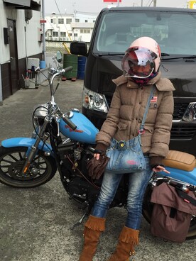 「Rodeo Crowns（ロデオクラウンズ）のアイテム（ダウンジャケット/コート）」を使った、riosa◡̈⃝︎⋆︎*さん（レディース・158cm）の冬コーディネート