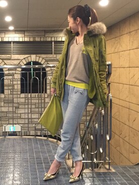 「スウエットパンツ」｜「アイテム（パンプス）」を使った、riosa◡̈⃝︎⋆︎*さん（レディース・158cm）の春コーディネート