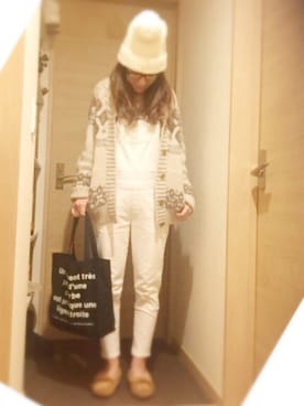 「カウチンセーター」｜「アイテム（モカシン/デッキシューズ）」を使った、riosa◡̈⃝︎⋆︎*さん（レディース・158cm）の秋コーディネート