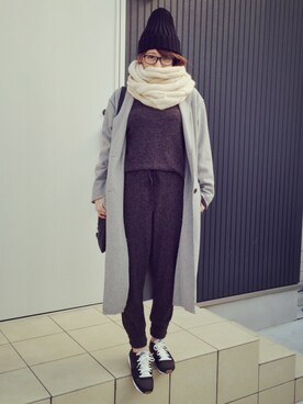 「ニットアップ」｜「アイテム（帽子）」を使った、riosa◡̈⃝︎⋆︎*さん（レディース・158cm）の冬コーディネート